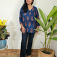 Natural Indigo Block Print tunic top in sizes S to 6XL