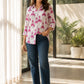 Rose Handwoven Ikat Cotton Shirt - Front View Darzaania shirt for women