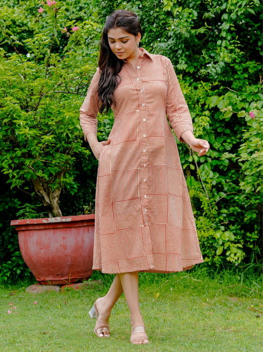 Darzaania Avni Collared Button Down Dress