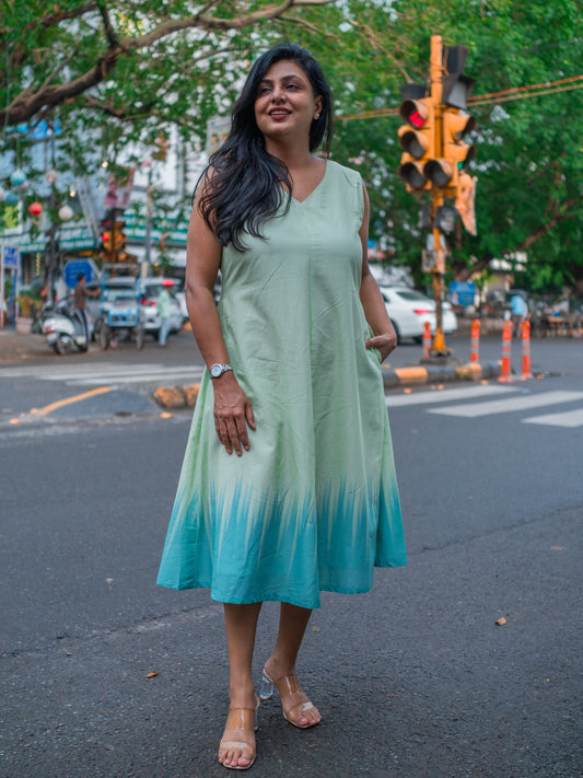 Limi Green Ombre Print Cotton Midi Dress S to 6XL sizes