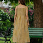 Casual mustard cotton striped dress, regular to plus sizes