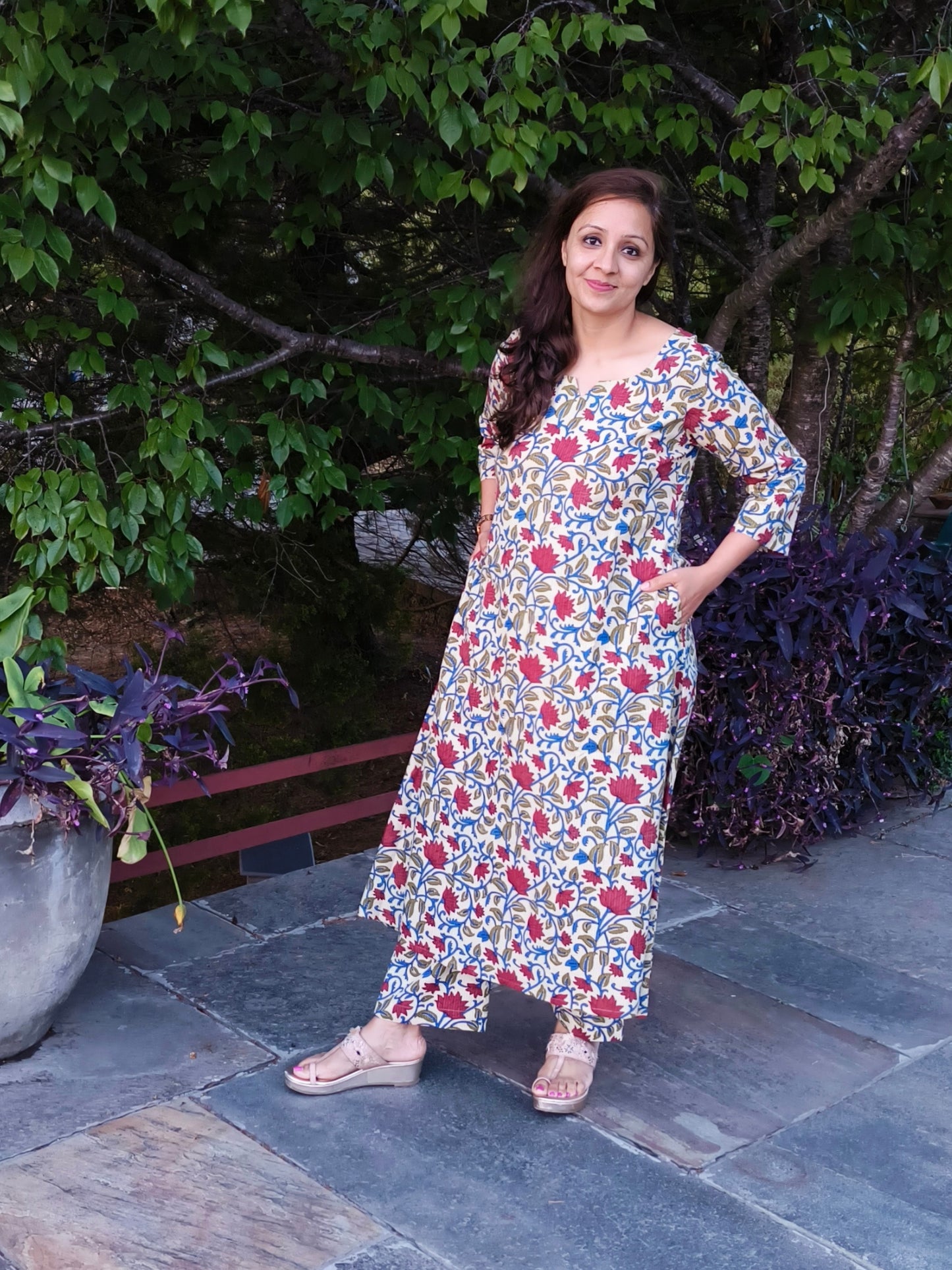 Pure Cotton Block Printed Kurti Set Online