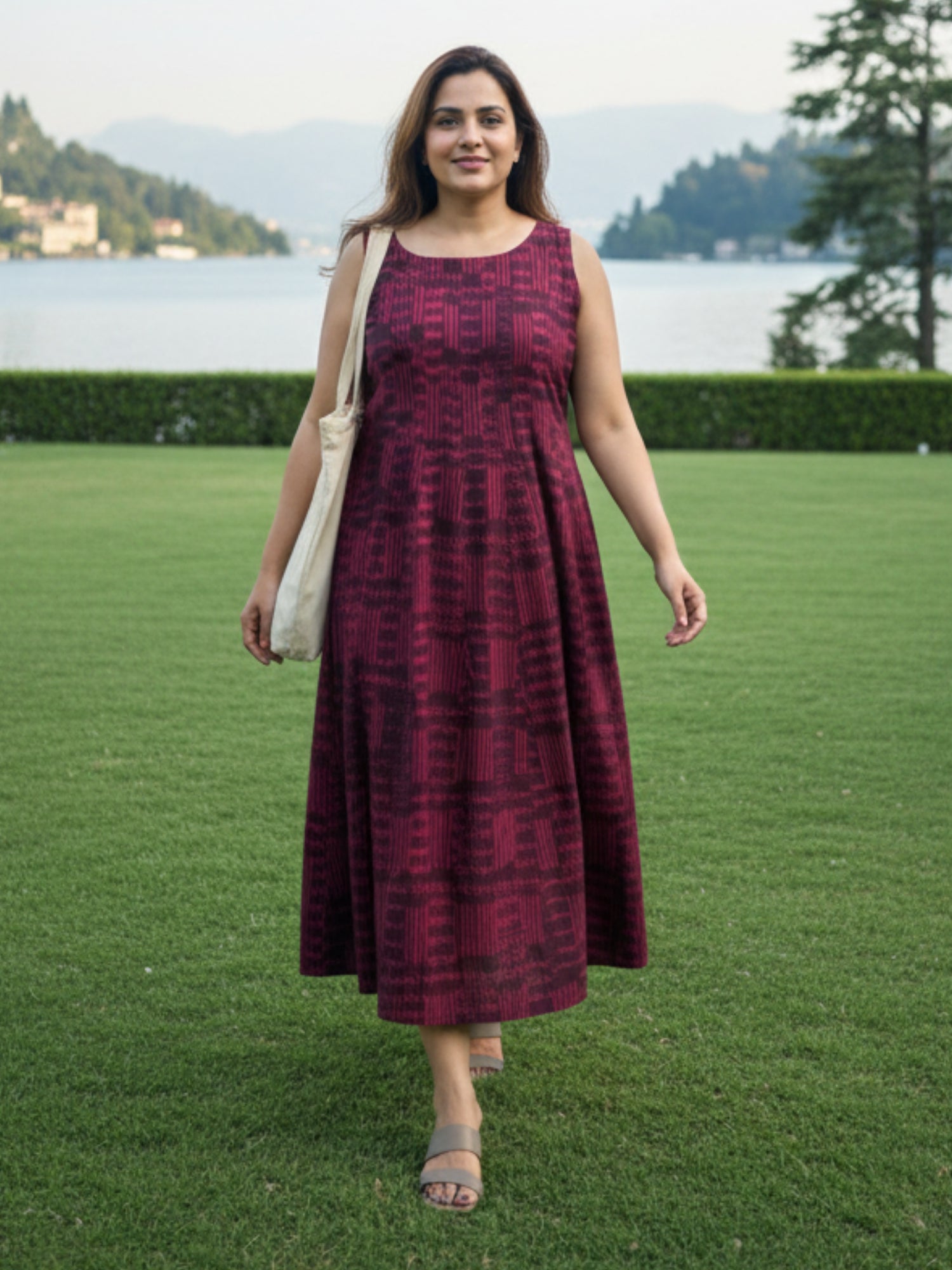 Ikat Long Vacation Wear cotton dress