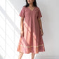 Aarika Rosewood Ikat cotton dress for women front view with V-neck and flared silhouette by Darzaania