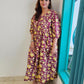 Darzaania Tapsi Wine Floral Cotton Dress