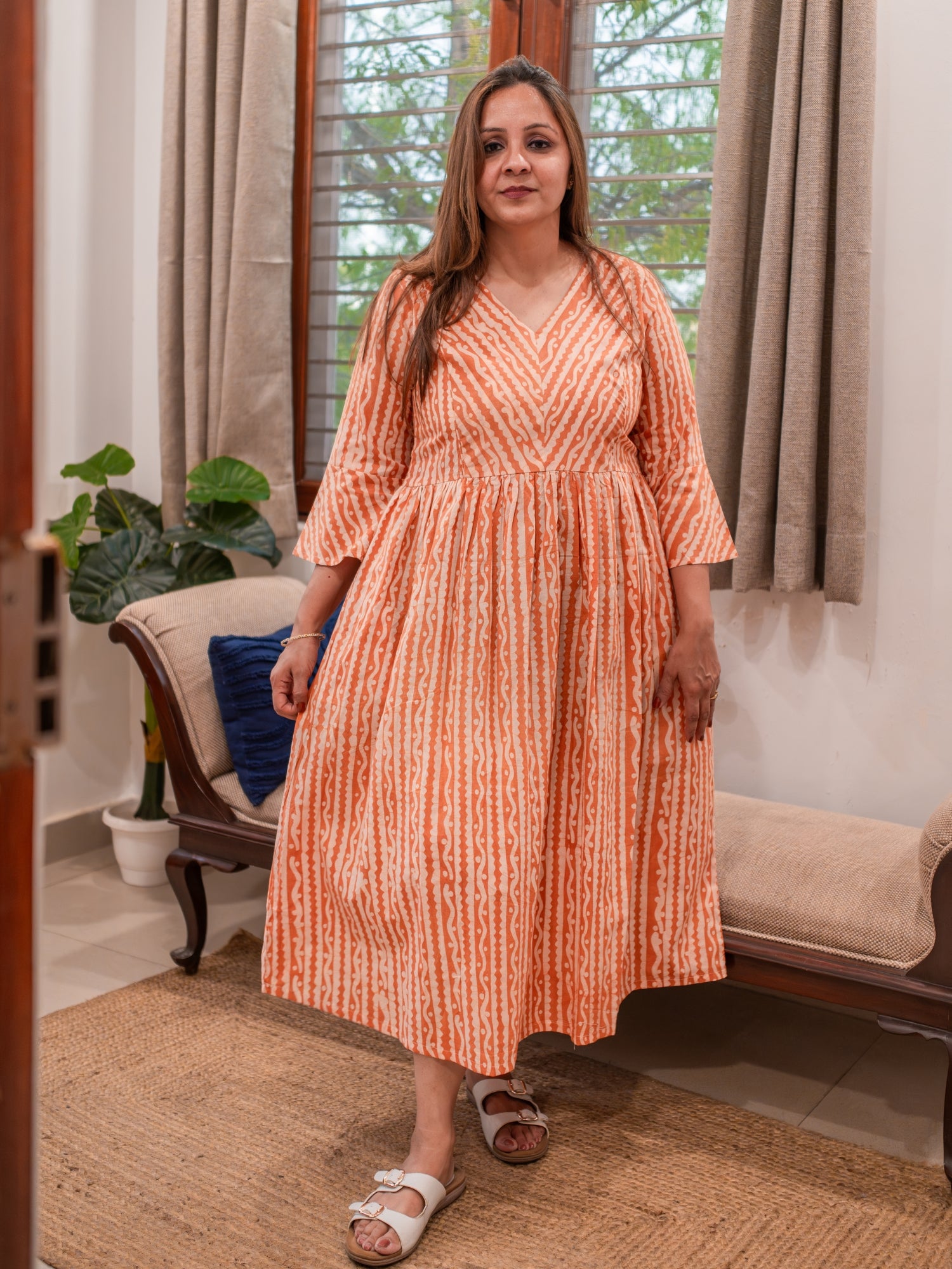 Neroli Batik Work Handblocked Cool Cotton Dress