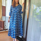 Darzaania blue cotton dress for women