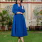 Darzaania Blue Embroidered Handloomed Cotton Dress