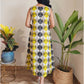 Back view of Darzaania Neerja Prism Cotton Dress featuring geometric block printed cotton fabric