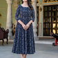 Darzaania Noor Kantha Work Block Print Pure Cotton Dress