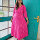 Darzaania Vandita Pink Ikkat Cotton Dress