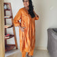 Handloom mustard ikkat co-ord set for women by Darzaania
