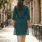 Bagh block print green pure cool cotton kurta for women