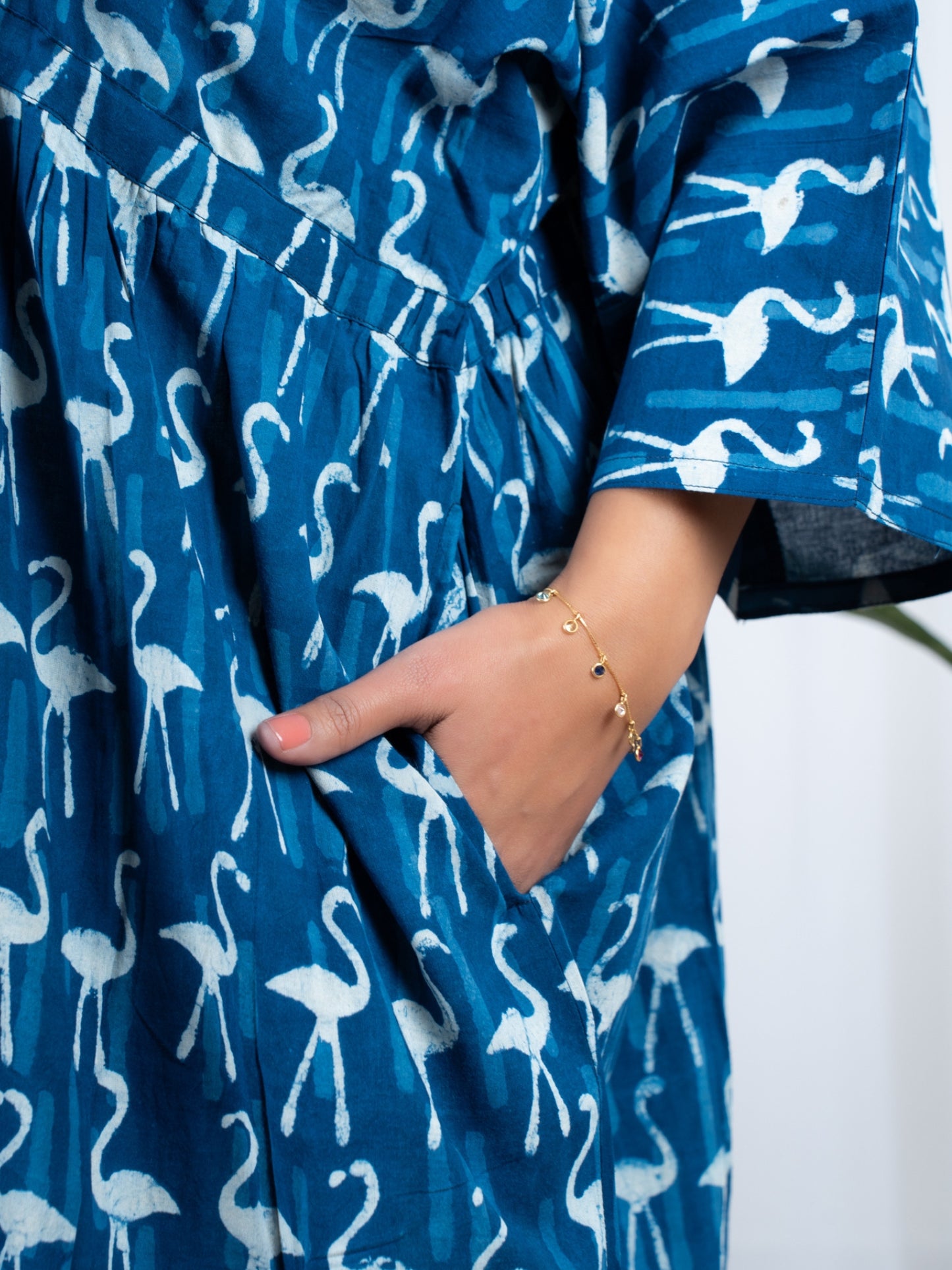Free Size Kaftan in Natural Indigo