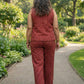Rust Red Ikkat Coord Set for Plus sizes