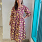 Darzaania Tapsi Wine Floral Cotton Dress