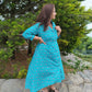 Blue button down cotton dress