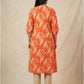 Orange Handloom Ikat Cotton Kurta S to 6XL