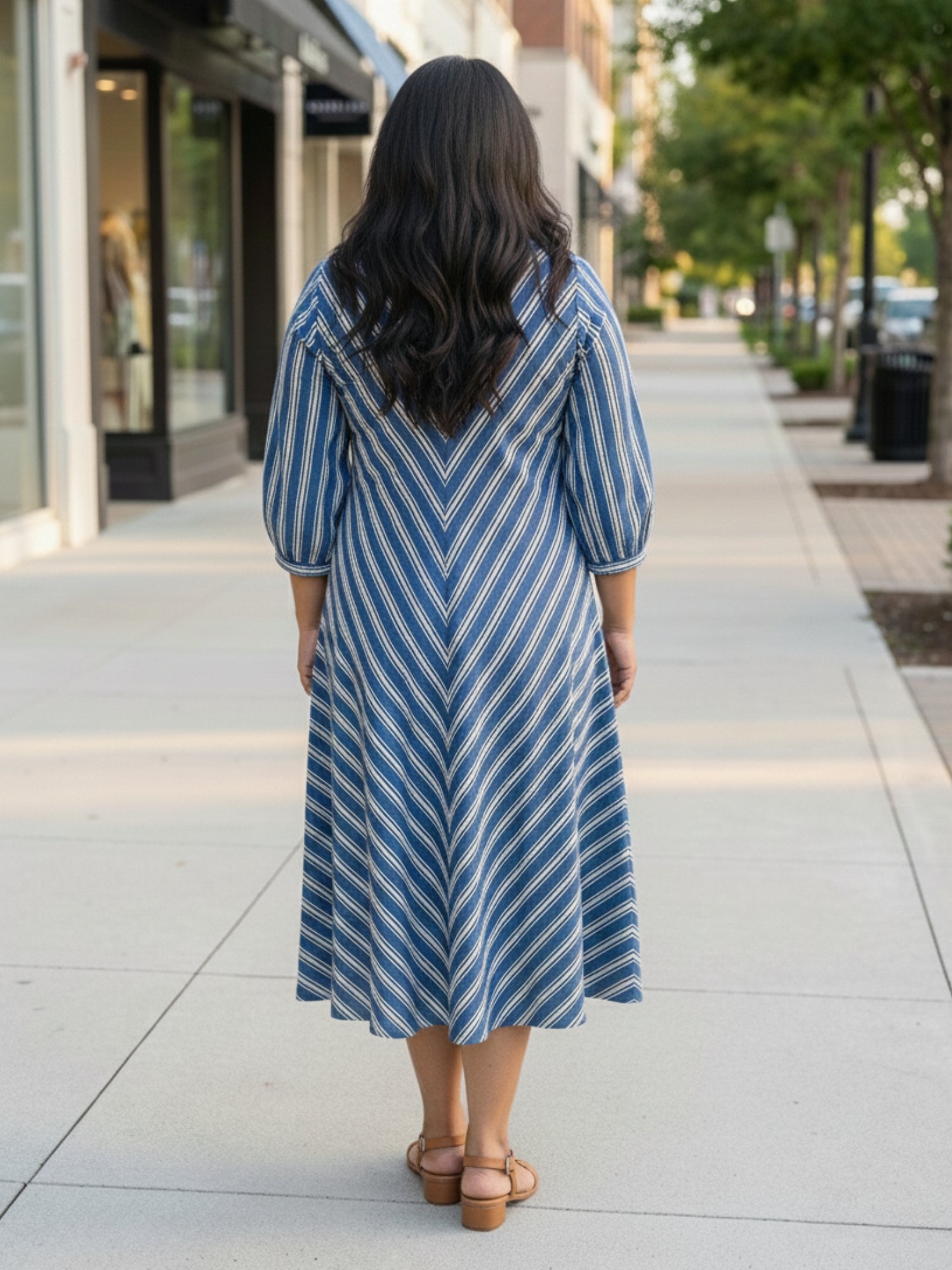 Buy Blue Striped Cotton Dress with Pockets | Darzaania Size Inclusive Dresses for Women Buy Blue Striped Cotton Dress with Pockets | Darzaania Size Inclusive Dresses for Women