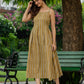 Darzaania Mustard cotton striped strap dress, chic vacation wear