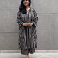 Darzaania Mehak Black Striped Handblocked Cotton Co-ord