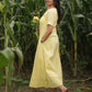 Yellow Jamdani Striped Cotton Dress S to 6XL sizes