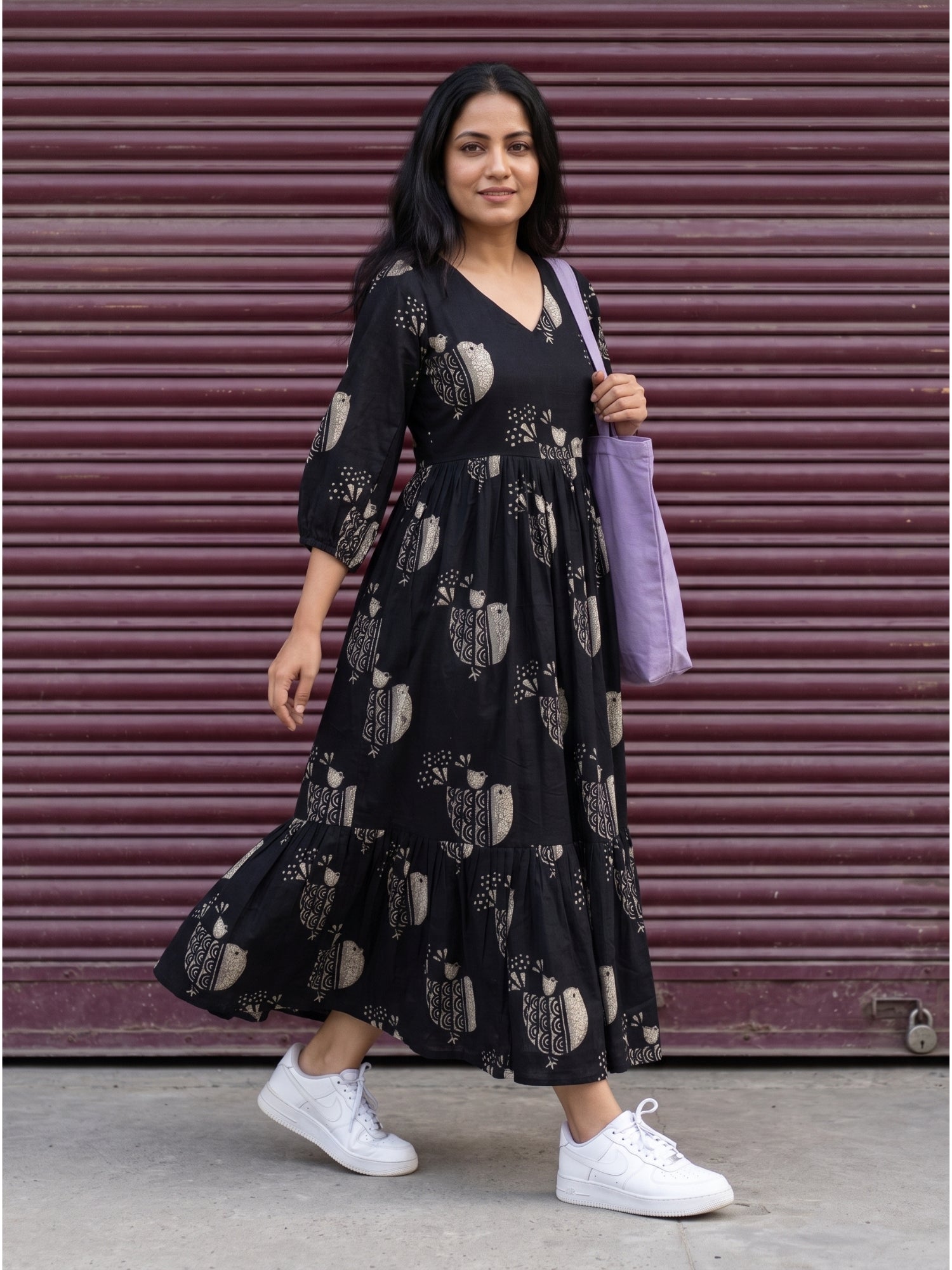S to 6XL cotton dresses for women , black maxi dress by Darzaania