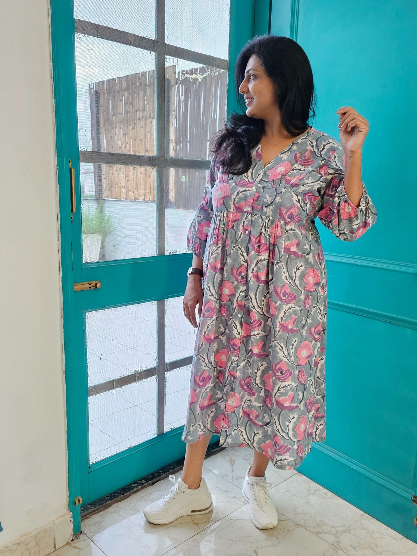 Darzaania Anvika Block Print Cotton Dress