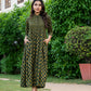 Green Pintex Work Ajrakh Cotton Dress