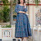 Darzaania Neelaya Ajrakh Work Pure Cotton Dress