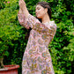 pink floral cotton midi dress for women 