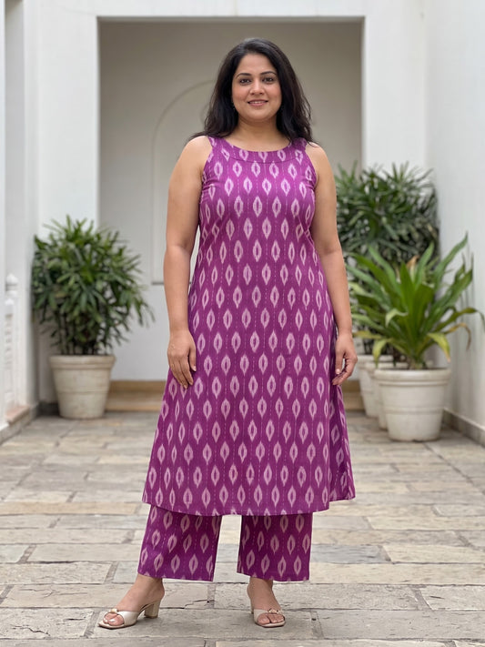 Darzaania Orchid Weave Ikat Cotton Co-ord Set