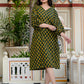 Anvitha Green Ajrakh Work Cotton Midi Dress