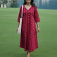 Red Vacation Wear Ikat cotton Dress for women by Darzaania
