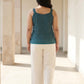 Green cotton strap top for women
