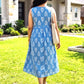 Blue midi dress in pure cotton