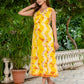 Darzaania Ananya Yellow Midi Dress in Pure Cotton