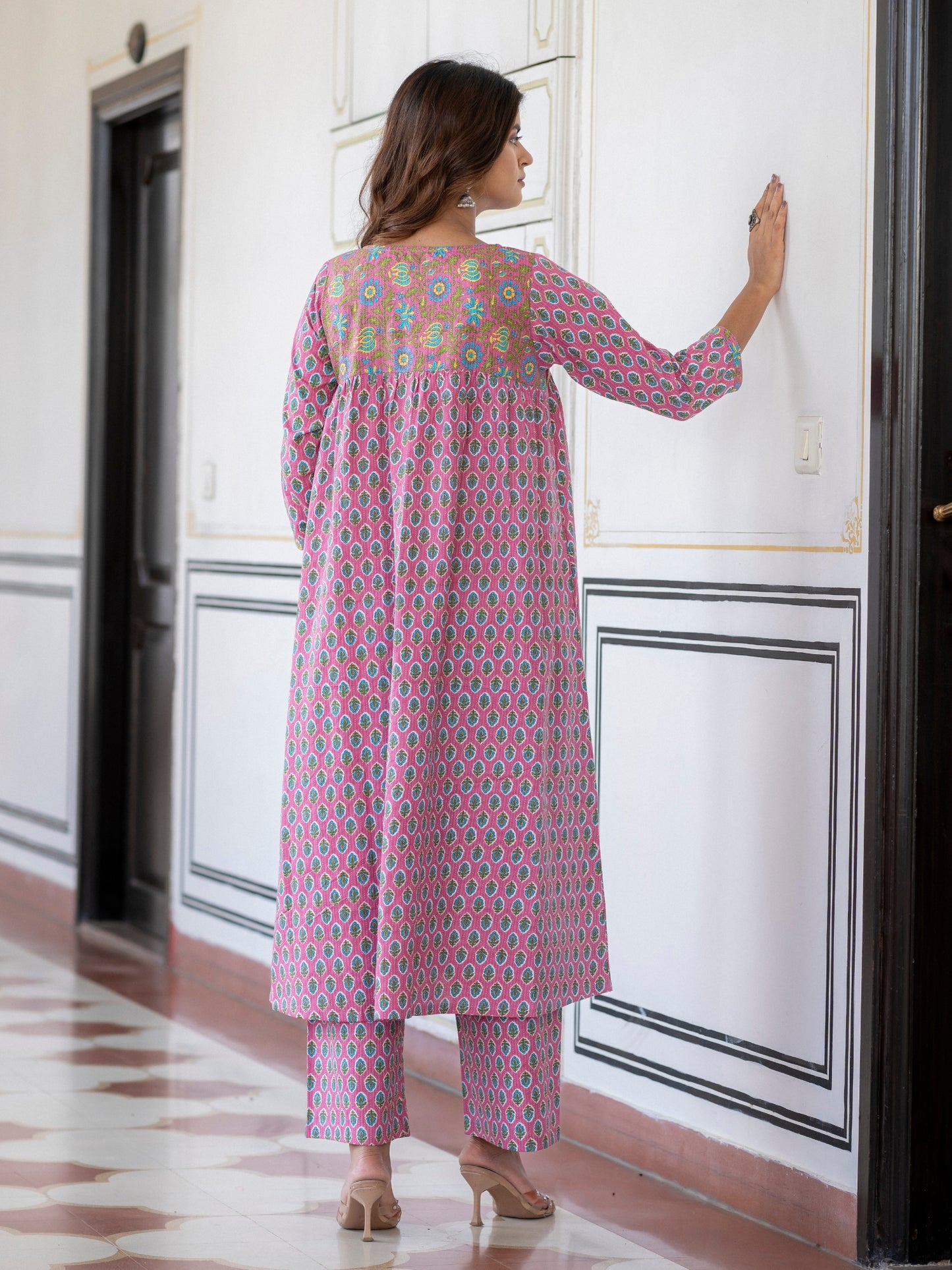 Darzaania Navira Pure Cotton Kurta with Palazzo Pants