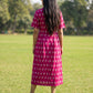 Pink Ikat cotton button down midi dress