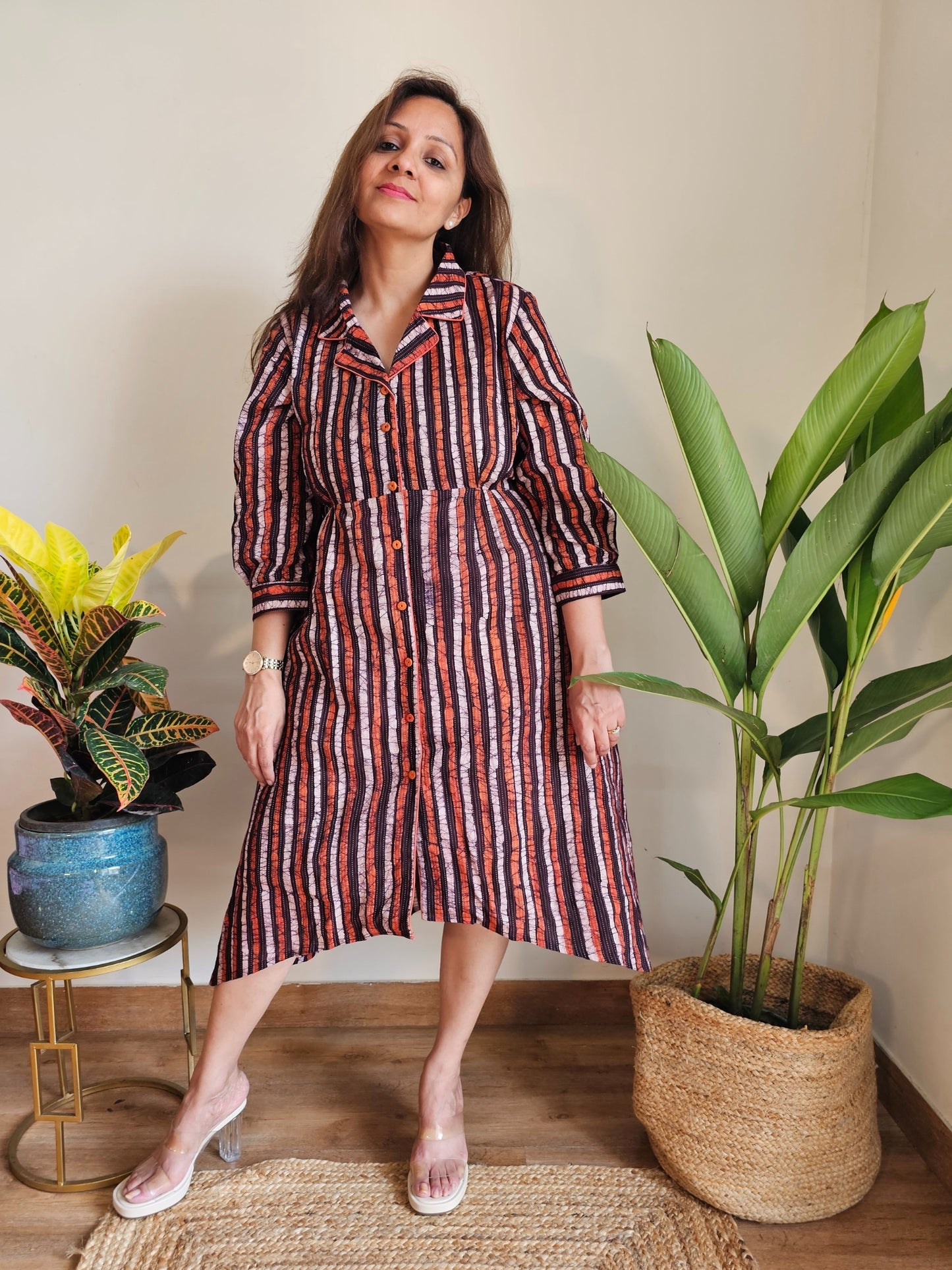 collar striped dress online