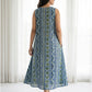 Blue ajrakh cotton dress