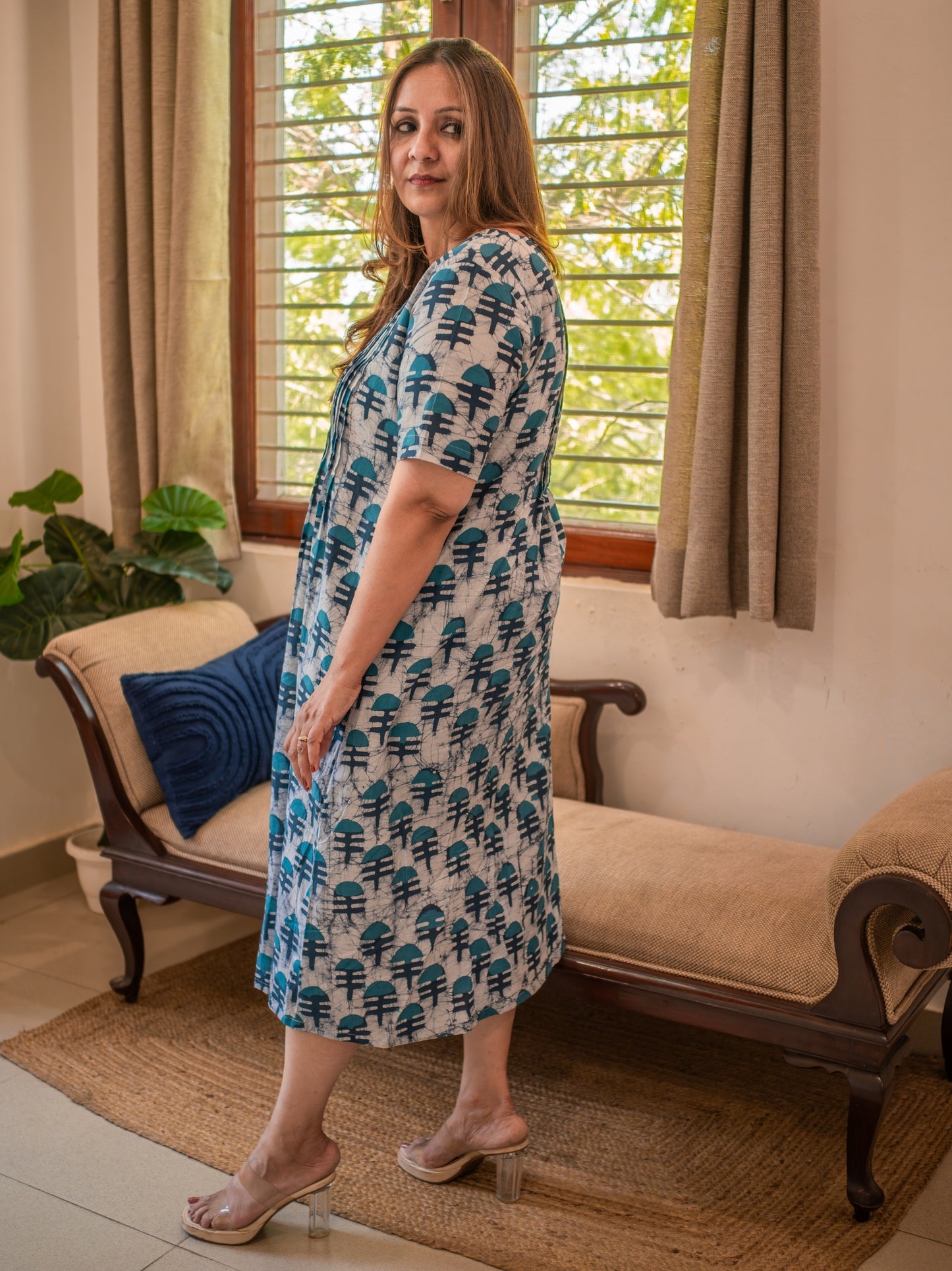 Block Pure Cotton Midi Dress 