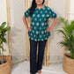 Green Ikkat Mercerized cotton top