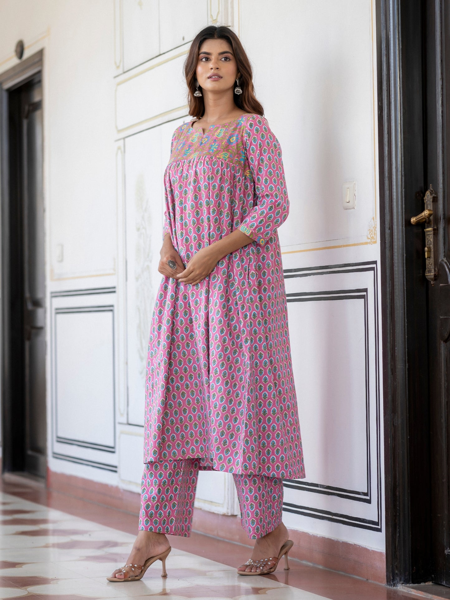 Darzaania Navira Pure Cotton Kurta with Palazzo Pants