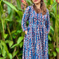 Blue ajrakh cotton kurta set for women by Darzaania, plus sizes available 
