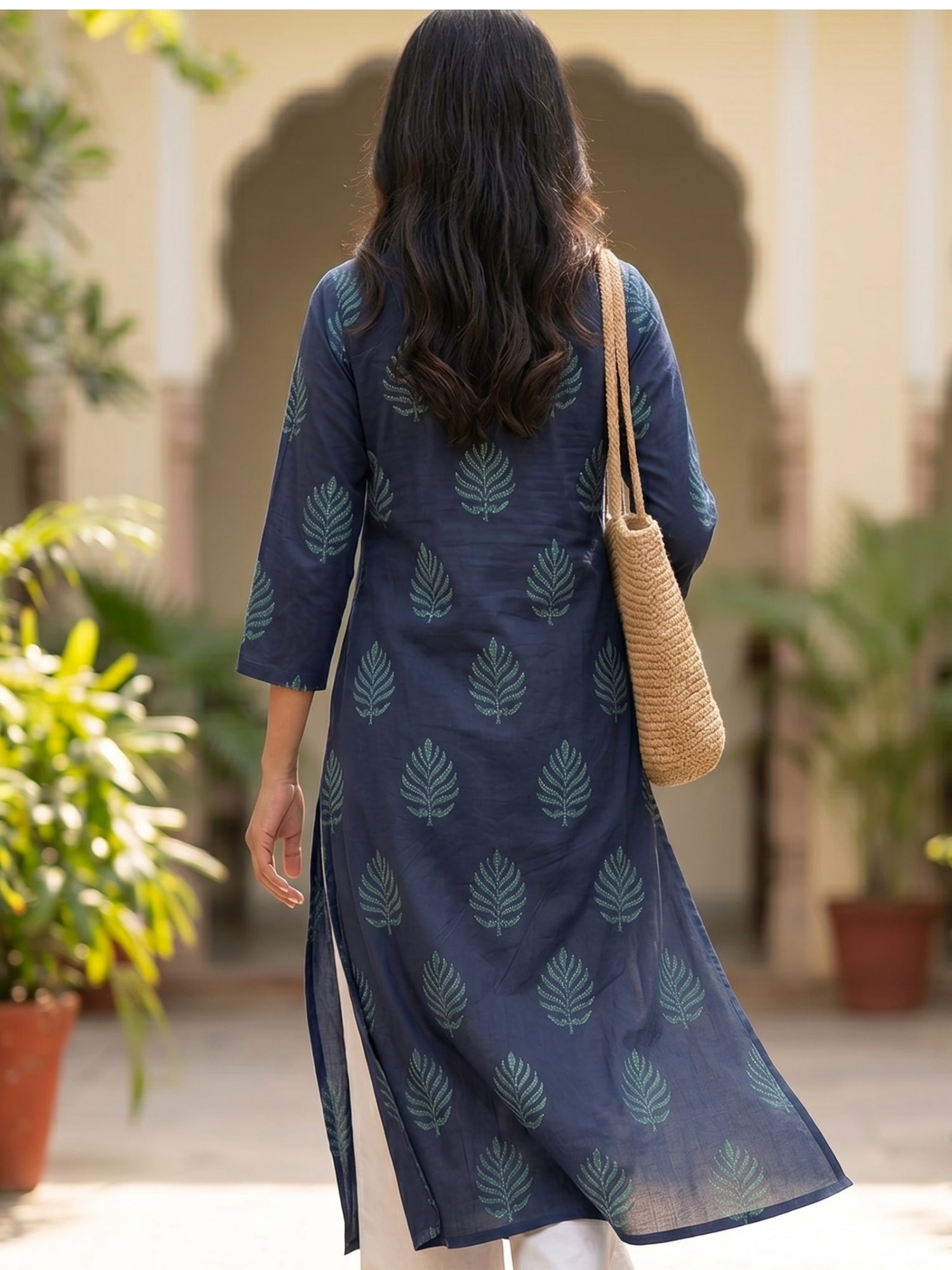 Navy Blue Cotton Kurta