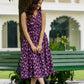 Trendy purple ikkat midi dress with pockets, ideal for travel, casual office wear, and weekend looks
