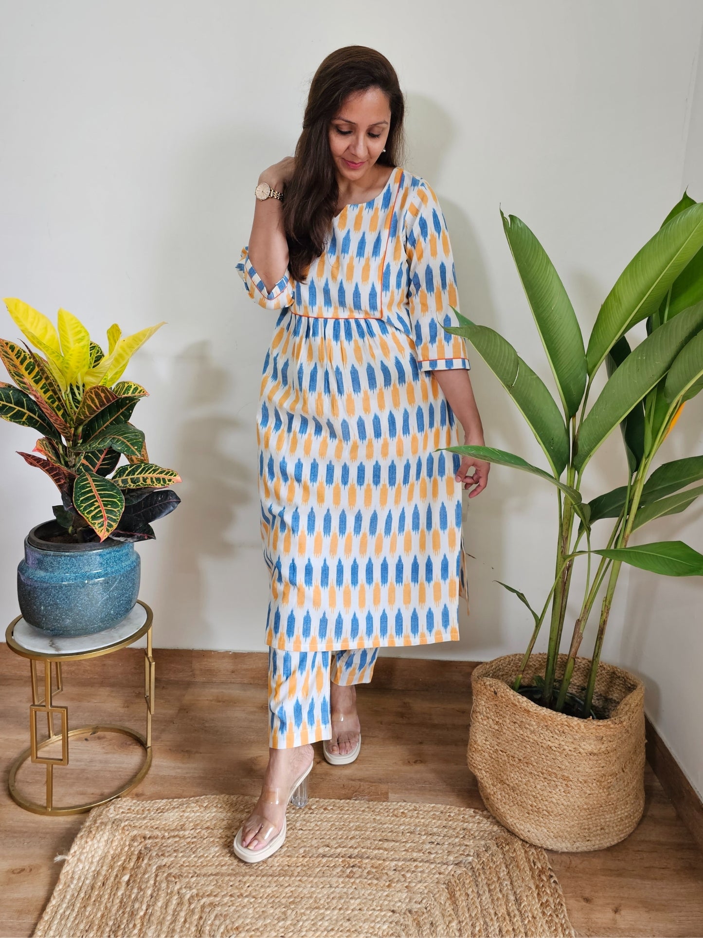 Ikkat Cotton Co-Ord Kurta Set 