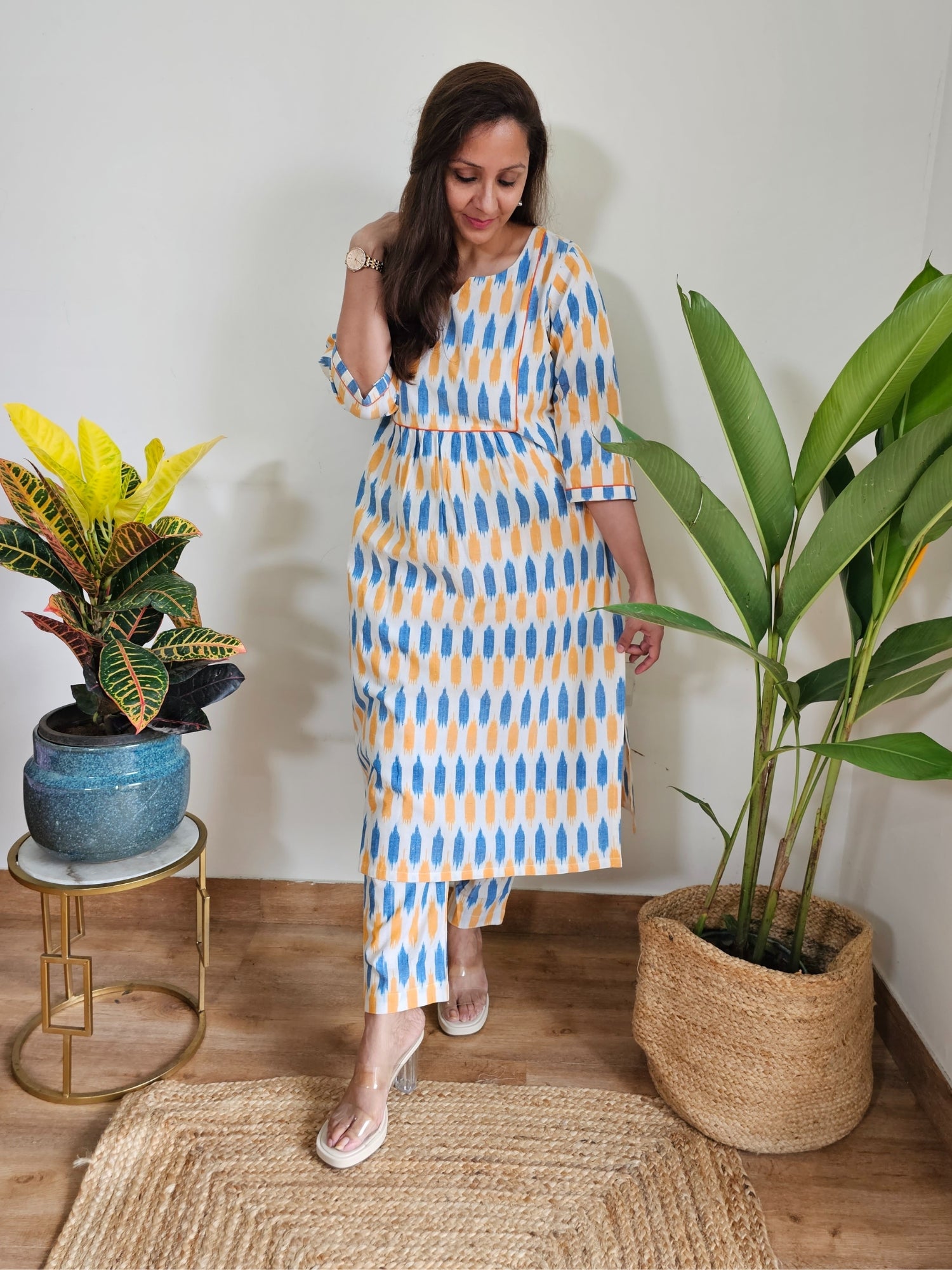 Ikkat Cotton Co-Ord Kurta Set 