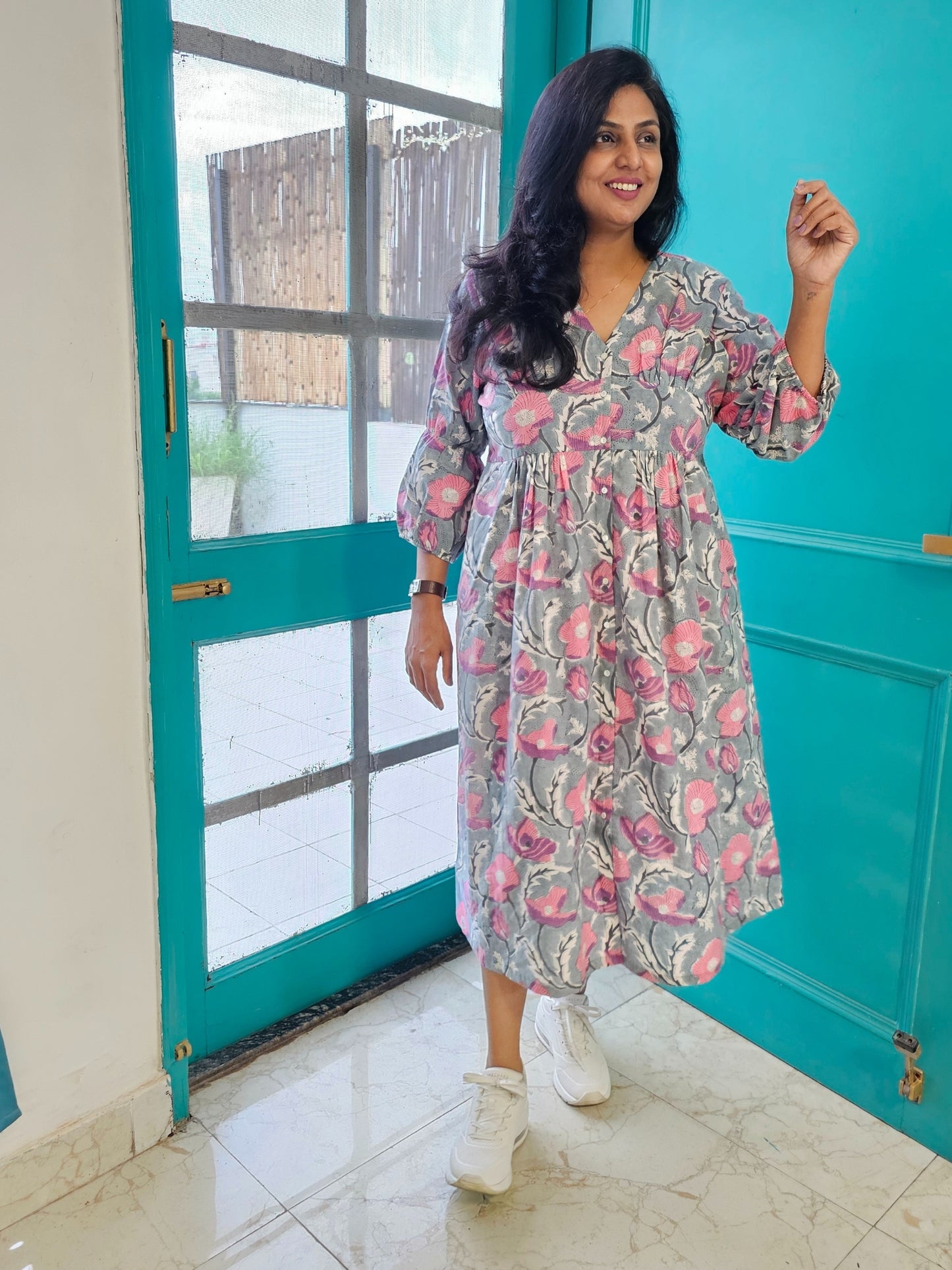 Darzaania Anvika Block Print Cotton Dress